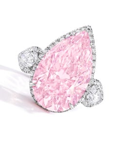 3 Carat pear Brilliant Statement Fancy Pink  Diamond Ring  Rare Fancy-Color
