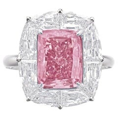 Bague en diamant rose fantaisie 3 carats ronds et brillants  Rayonnement royal au soleil