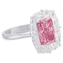 Bague en diamant rose fantaisie 3 carats ronds et brillants  Rayonnement royal au soleil