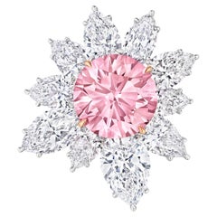 3 Carat Round Brilliant Statement Fancy pink Diamond Ring