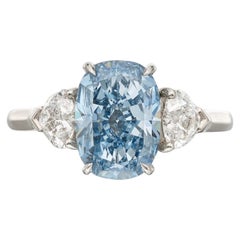 3 Carat Round Brilliant Statement Fancy Yellow 14K White Gold