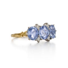 3 Carat Round Brilliant Statement Royal Blue Sapphire 14K White Gold