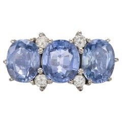 3 Carat Round Brilliant Statement Royal Blue Sapphire 14K White Gold