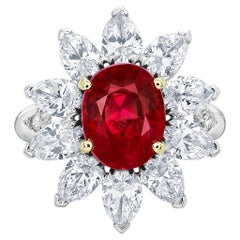 Rubí Rojo Brillante Ovalado de 3 Quilates  Anillo de Alta Joyería Quiet Power