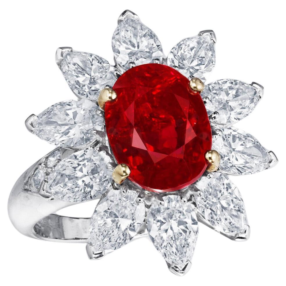 3 Carat Oval Brilliant Statement Ruby Red  Quiet Power High Jewellery Ring For Sale