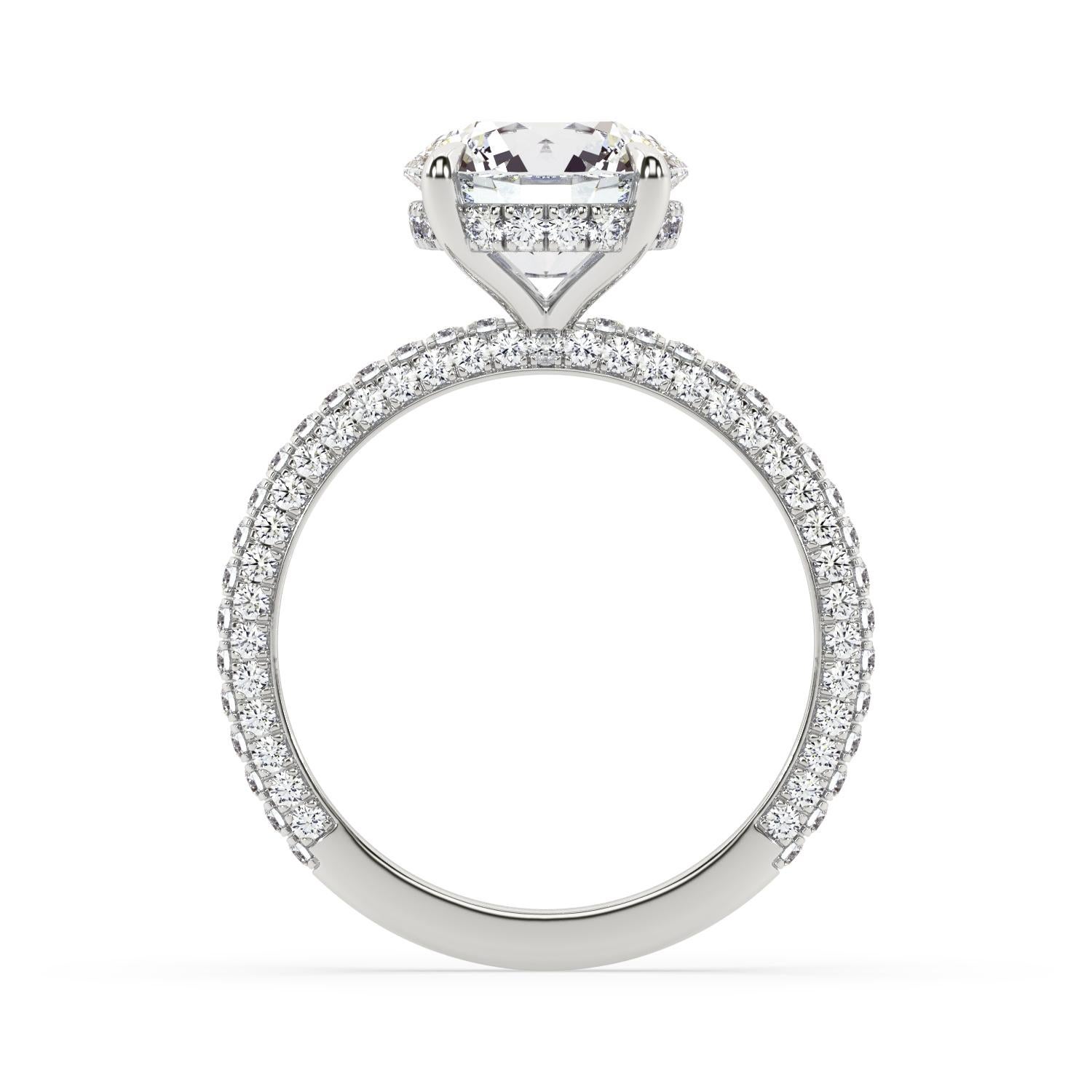 3 sided pave engagement ring