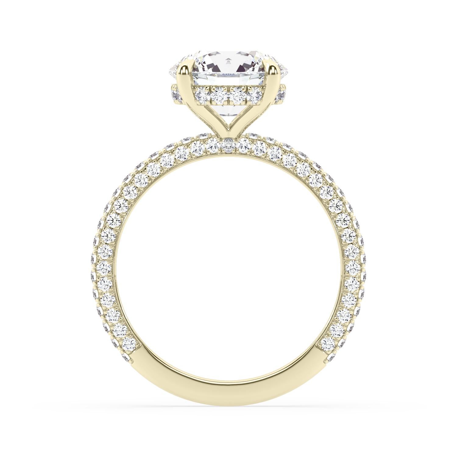3 Karat runder Diamant Verlobungsring mit maßgefertigter 3-seitiger Pavé-Fassung (Zeitgenössisch) im Angebot
