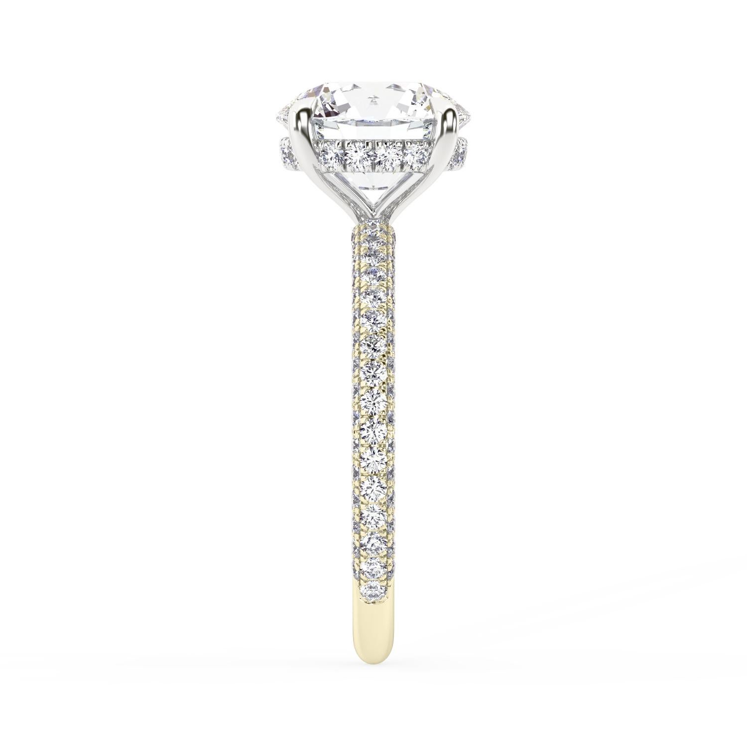 3 Karat runder Diamant-Verlobungsring mit maßgefertigtem 3-seitigem Pavé-Fassung (Zeitgenössisch) im Angebot