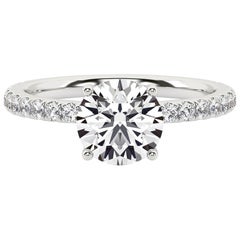 3 Carat Round Diamond Engagement Ring with Delicate Pave Setting Platinum