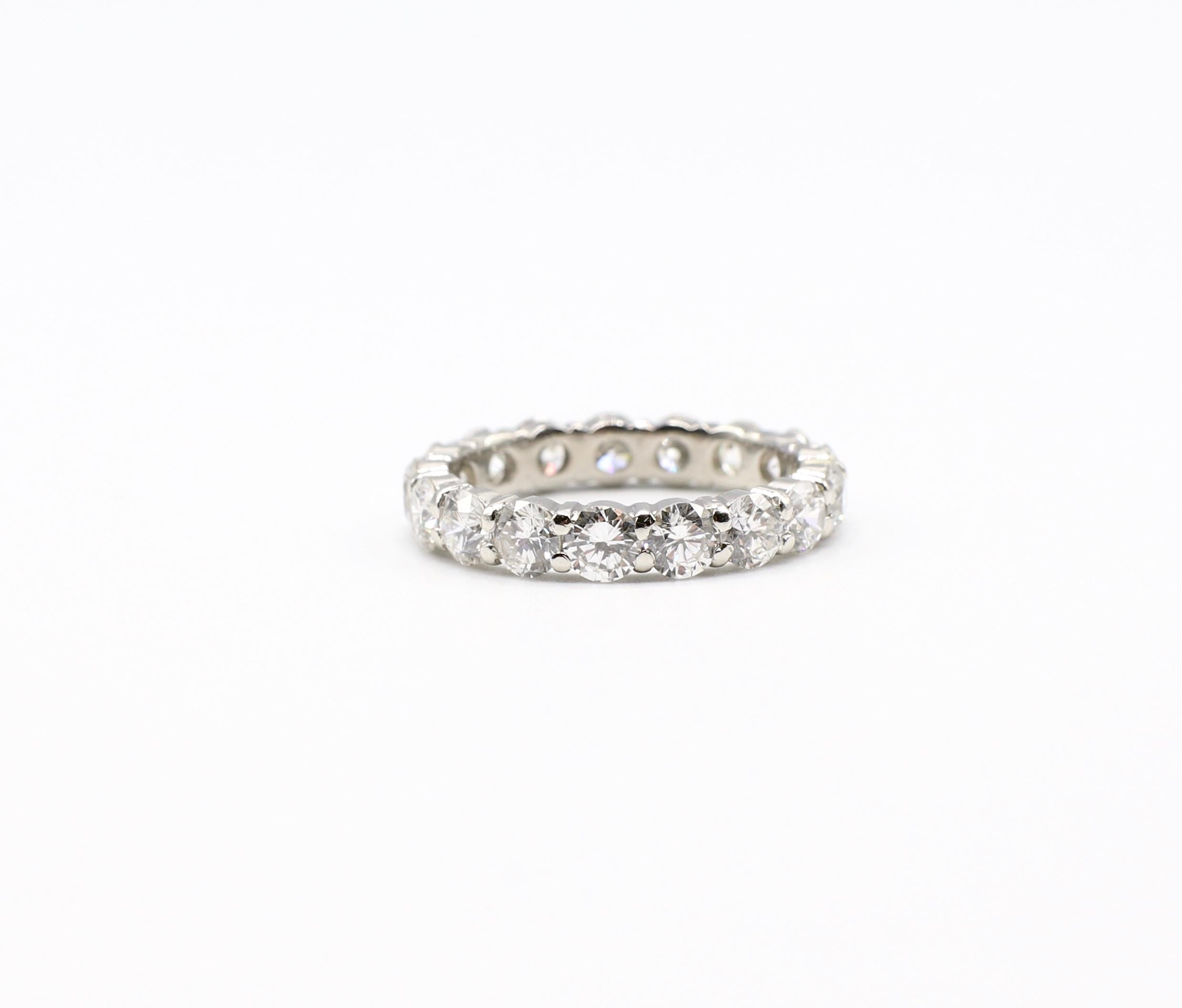 Contemporary 3 Carat Round Diamond Platinum Eternity Band Wedding Ring