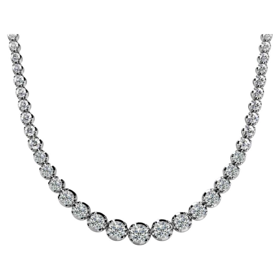 Collier tennis gradué en platine avec diamants ronds de 3 carats