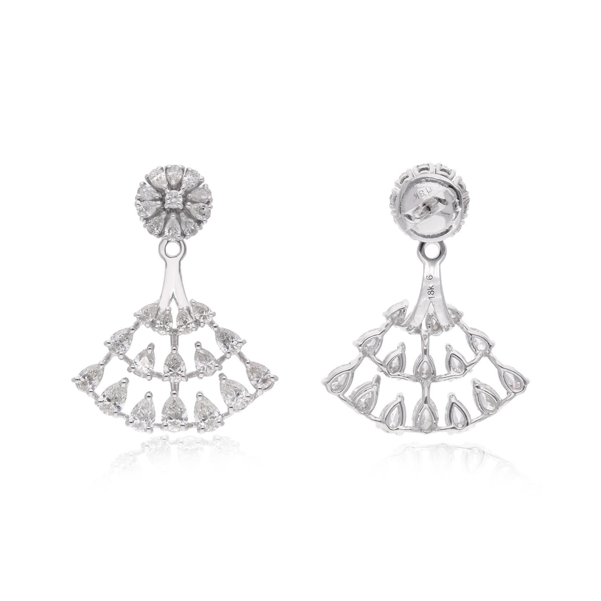 Add a touch of elegance and brilliance to your ensemble with these stunning Diamond Ear Jacket Earrings. Handcrafted with care and designed to impress, each earring features beautiful round & pear cut diamonds. These earrings are available in