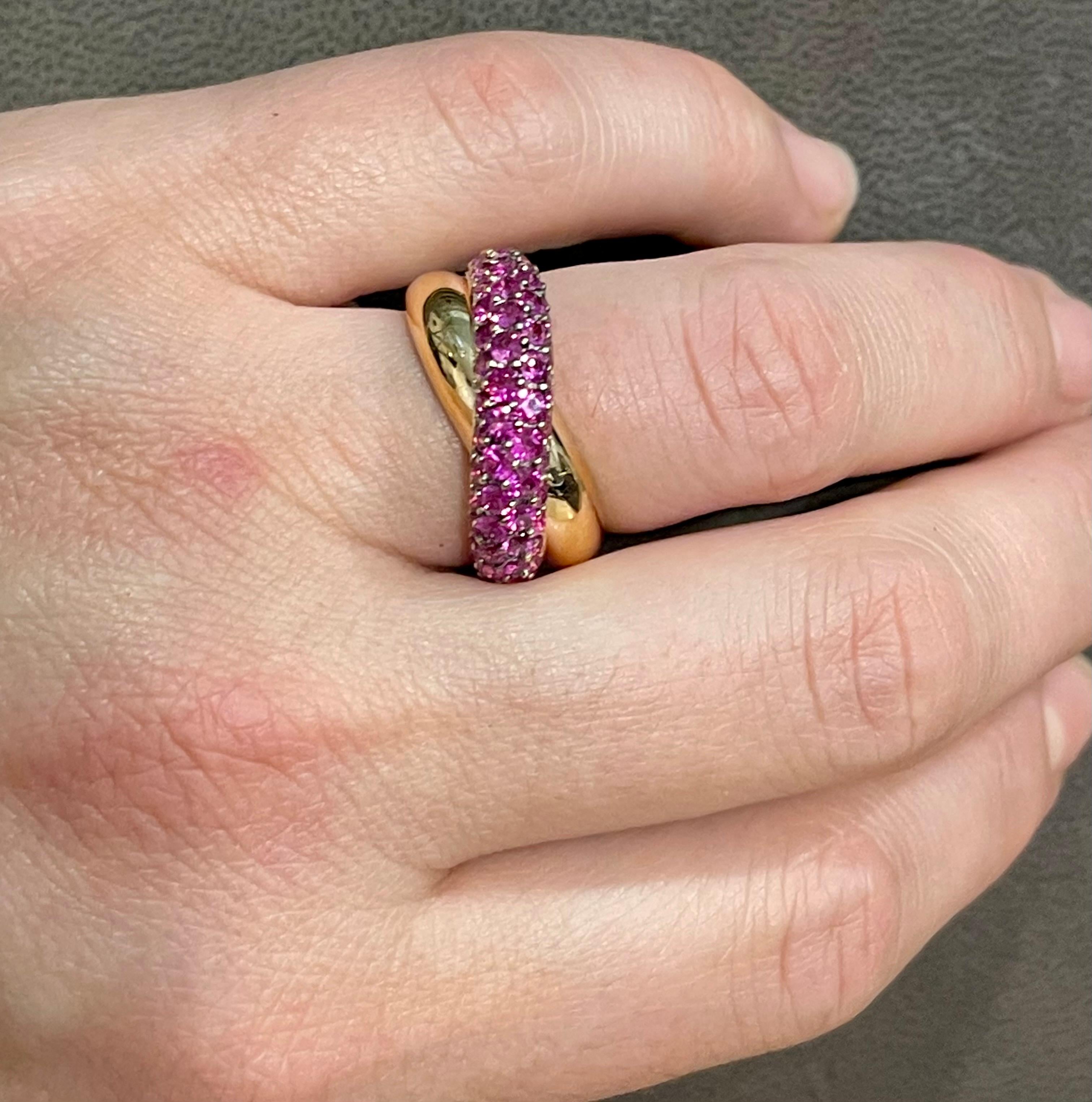 Rubí de 3 quilates Anillo cruzado de oro rosa de 18 quilates 13 gramos Talla 8 en venta 11