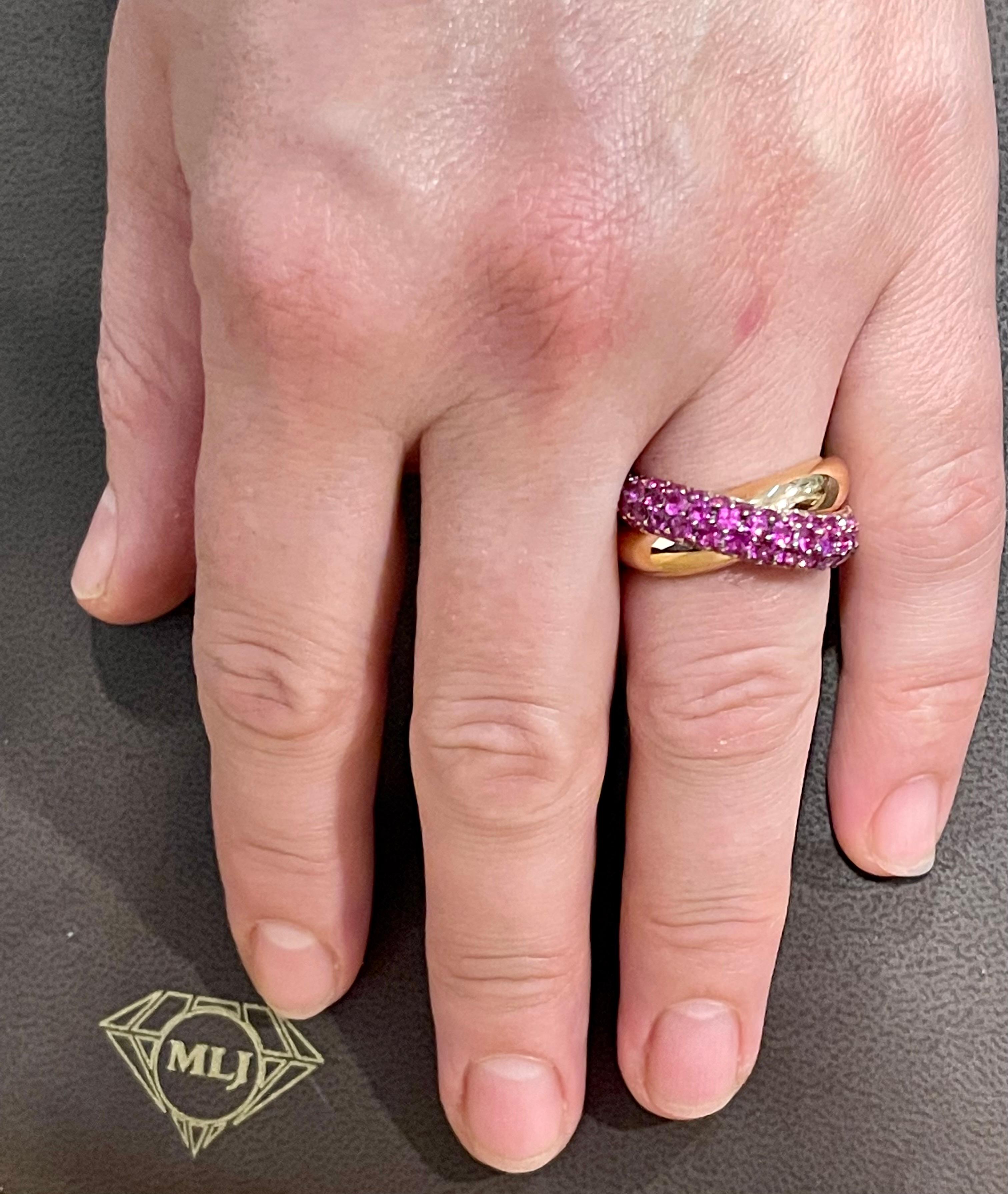 Rubí de 3 quilates Anillo cruzado de oro rosa de 18 quilates 13 gramos Talla 8 en venta 14