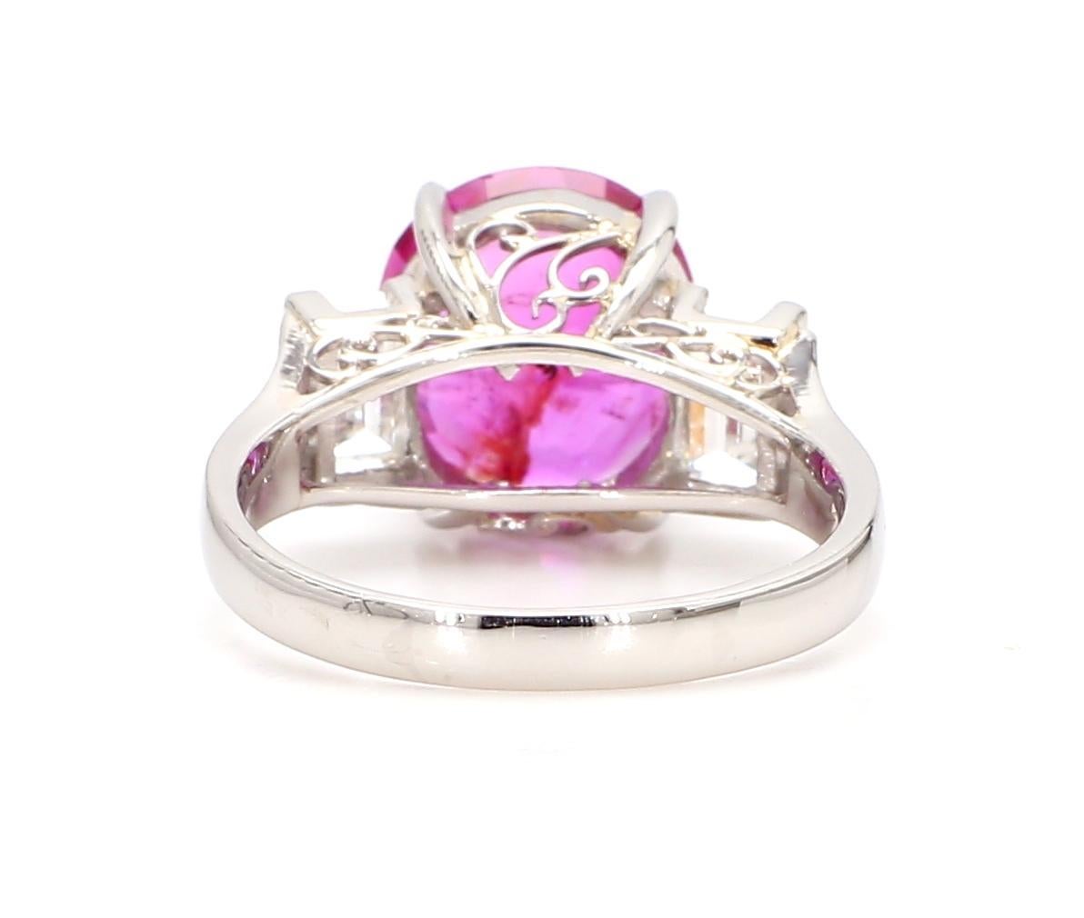3 Carat Ruby and 1.2 Carat Diamond Platinum Ring In New Condition For Sale In New York, NY