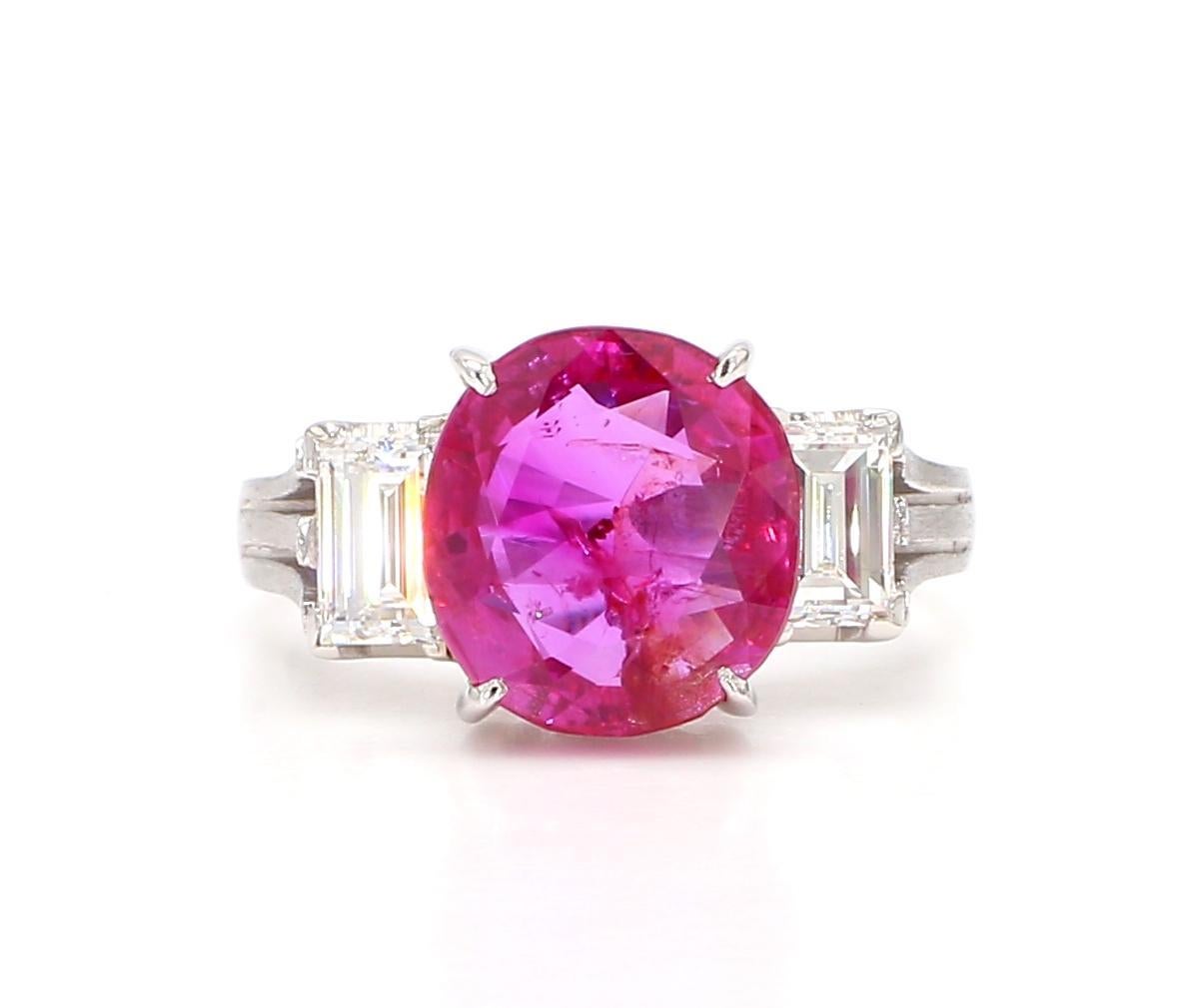 Anillo de platino con rubí de 3 quilates y diamante de 1,2 quilates en venta 2