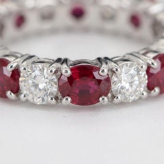 3 Carat Ruby and 2 Carat Diamond Eternity Band in 18k White Gold