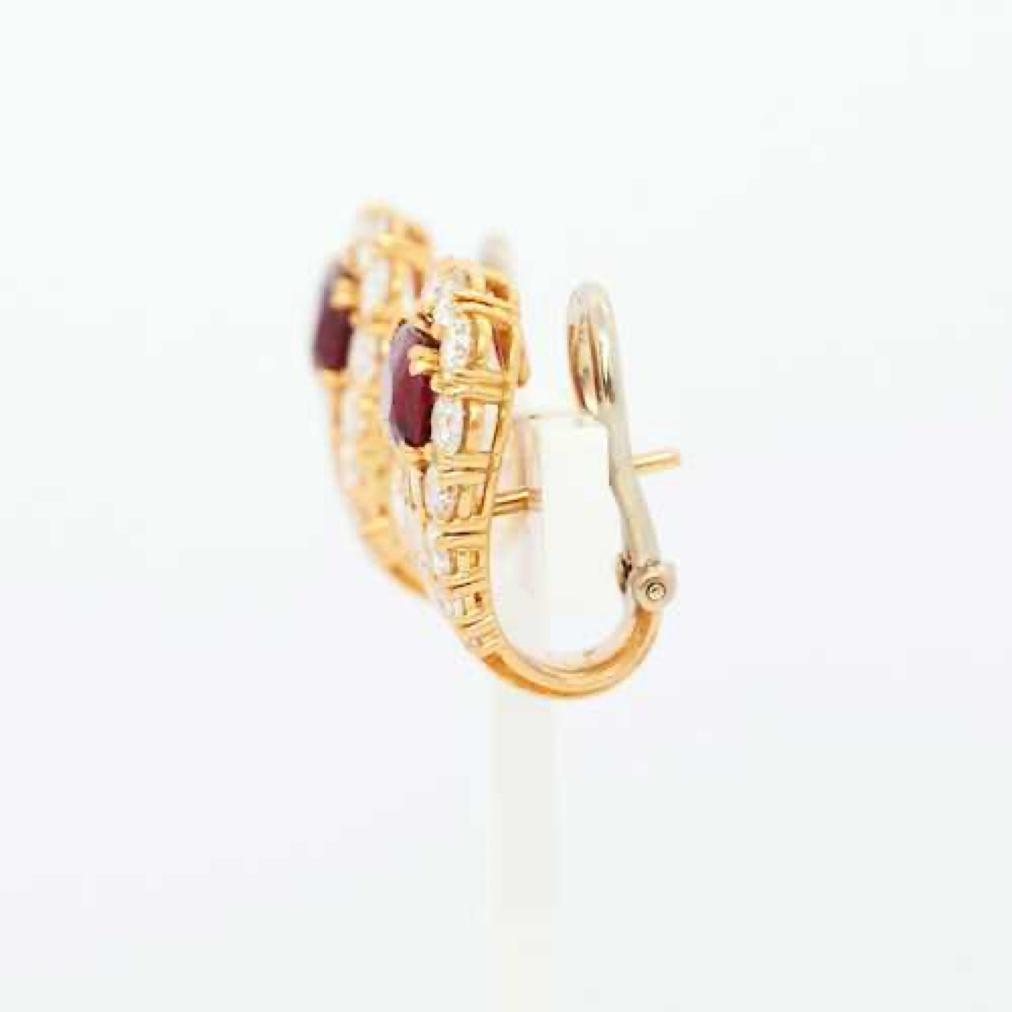 Women's 3 Carat Ruby And 3 Carat Diamond Earclips BOSSHARD, Zürich. For Sale