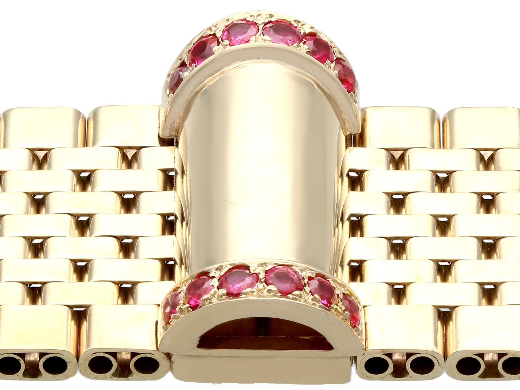 Bracelet vintage en or jaune et rubis de 3 carats - 1959 en vente 2
