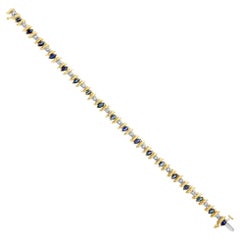 Bracelet tennis style S avec saphirs marquises et diamants de 3 carats