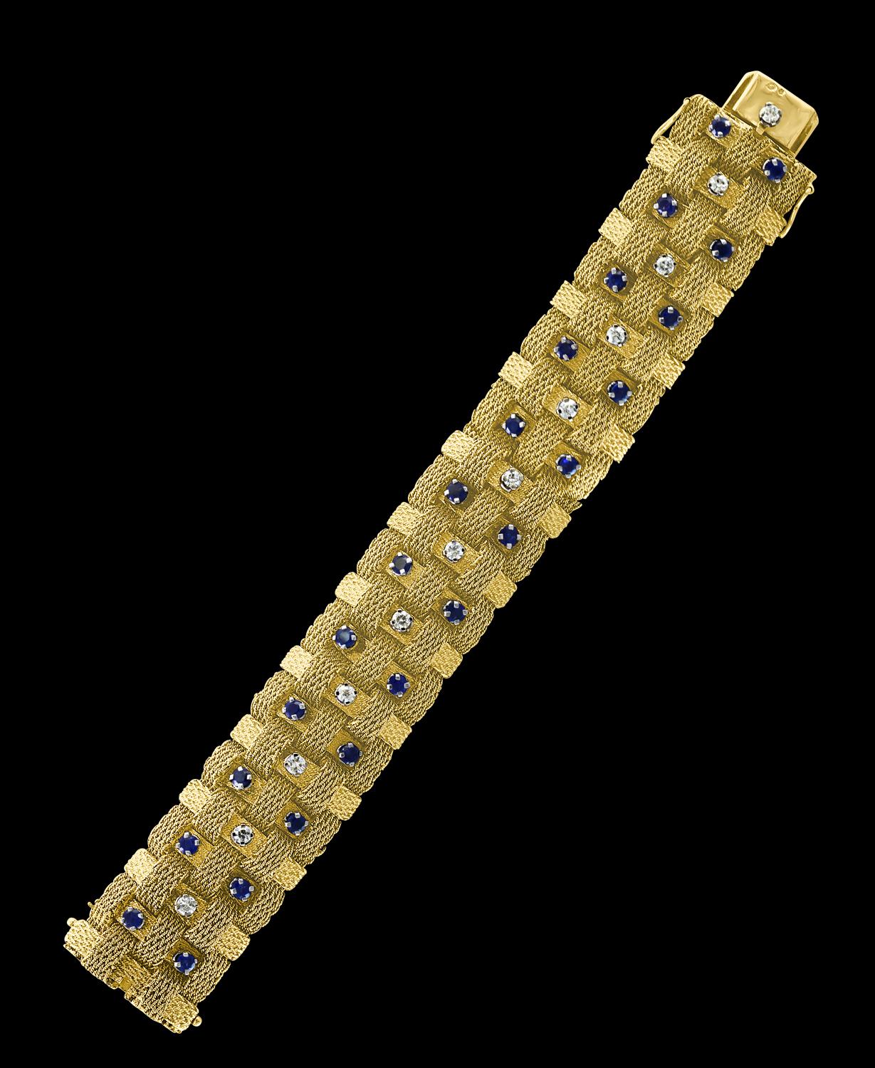 3 Karat Saphir und 2 Karat Diamant-Armband aus 18 Karat Gelbgold 116 Gm im Angebot 6