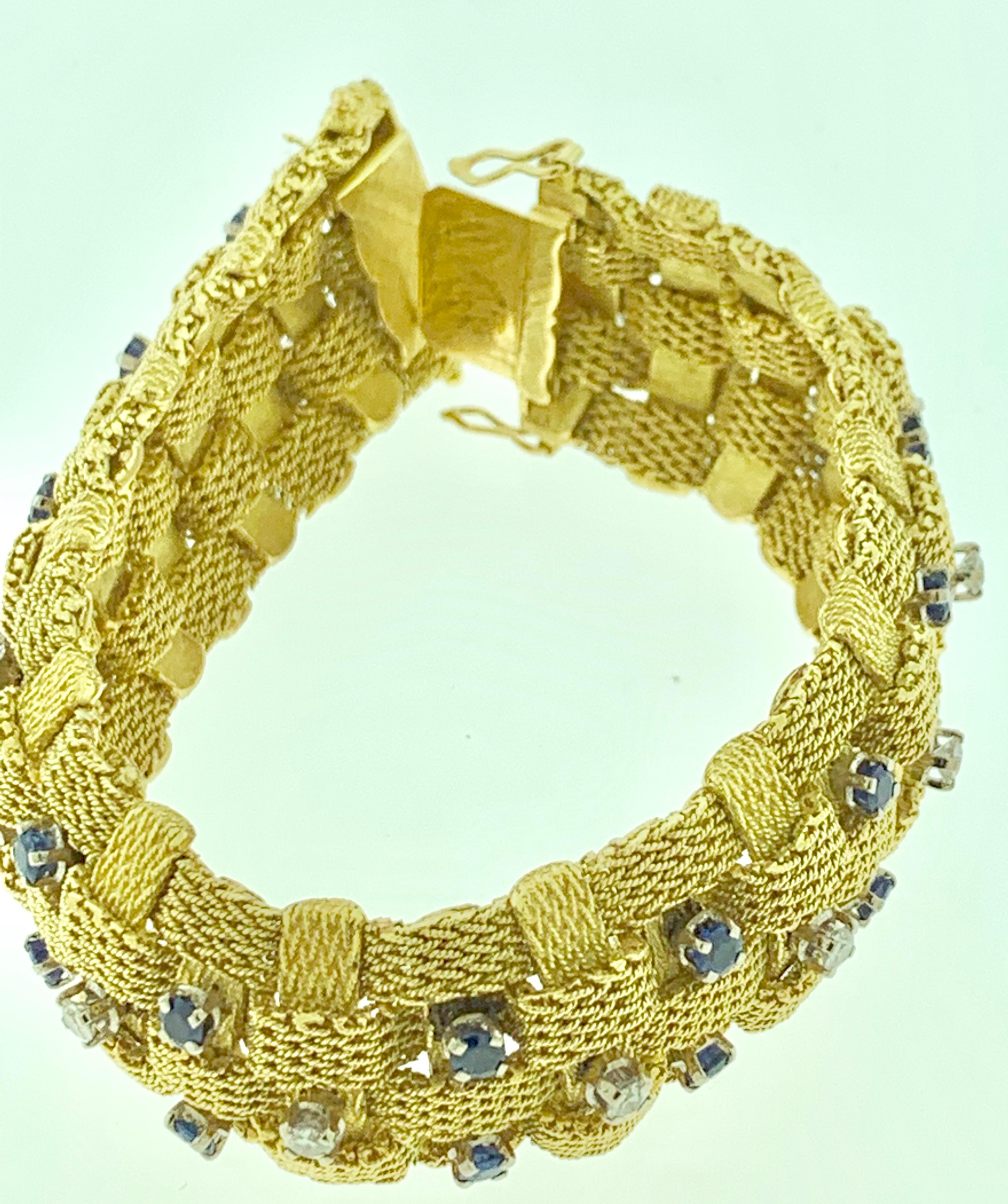 3 Carat Sapphire and 2 Carat Diamond Bracelet in 18 Karat Yellow Gold 116 Gm For Sale 1