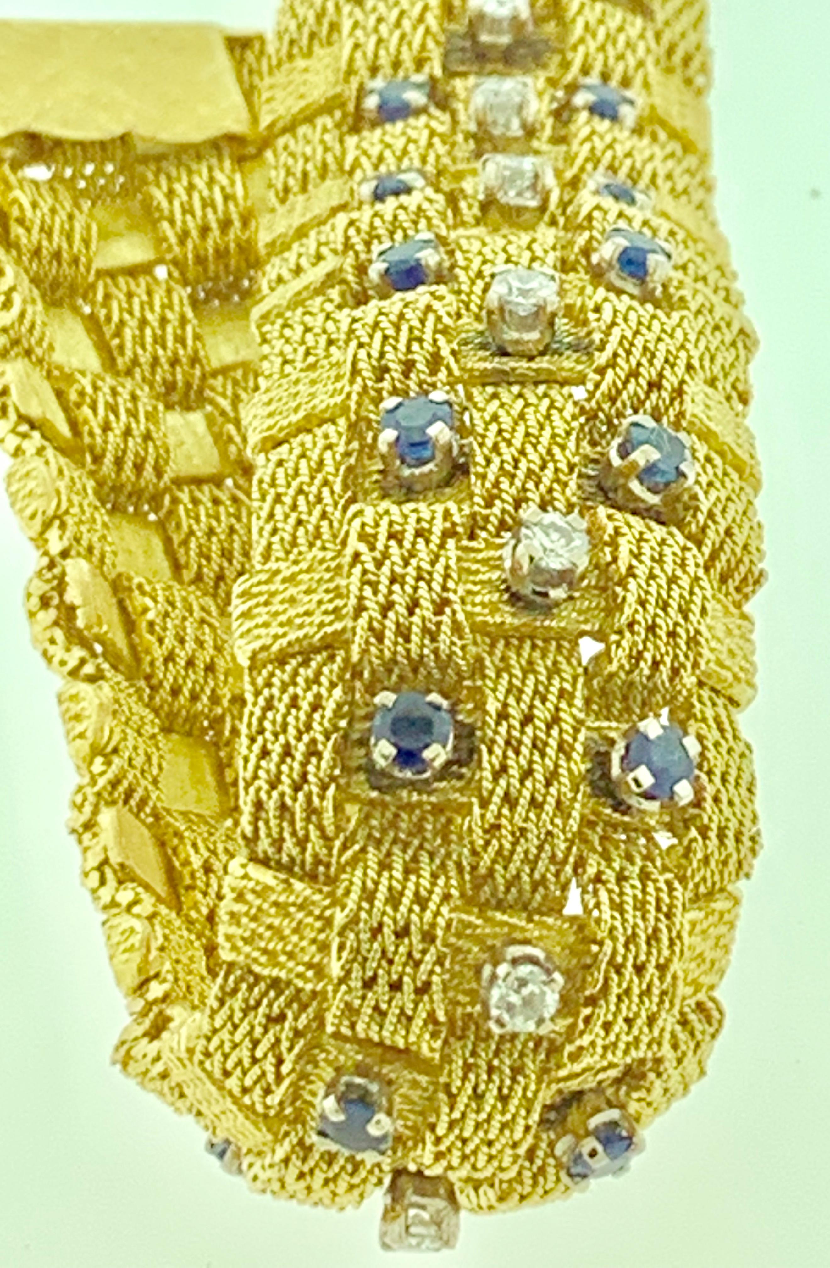 3 Carat Sapphire and 2 Carat Diamond Bracelet in 18 Karat Yellow Gold 116 Gm For Sale 2