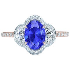 3 Carat Sapphire and Diamond Three-Stone Ring Rose and White Gold