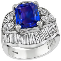 Bague en platine avec saphir de 3 carats et diamants