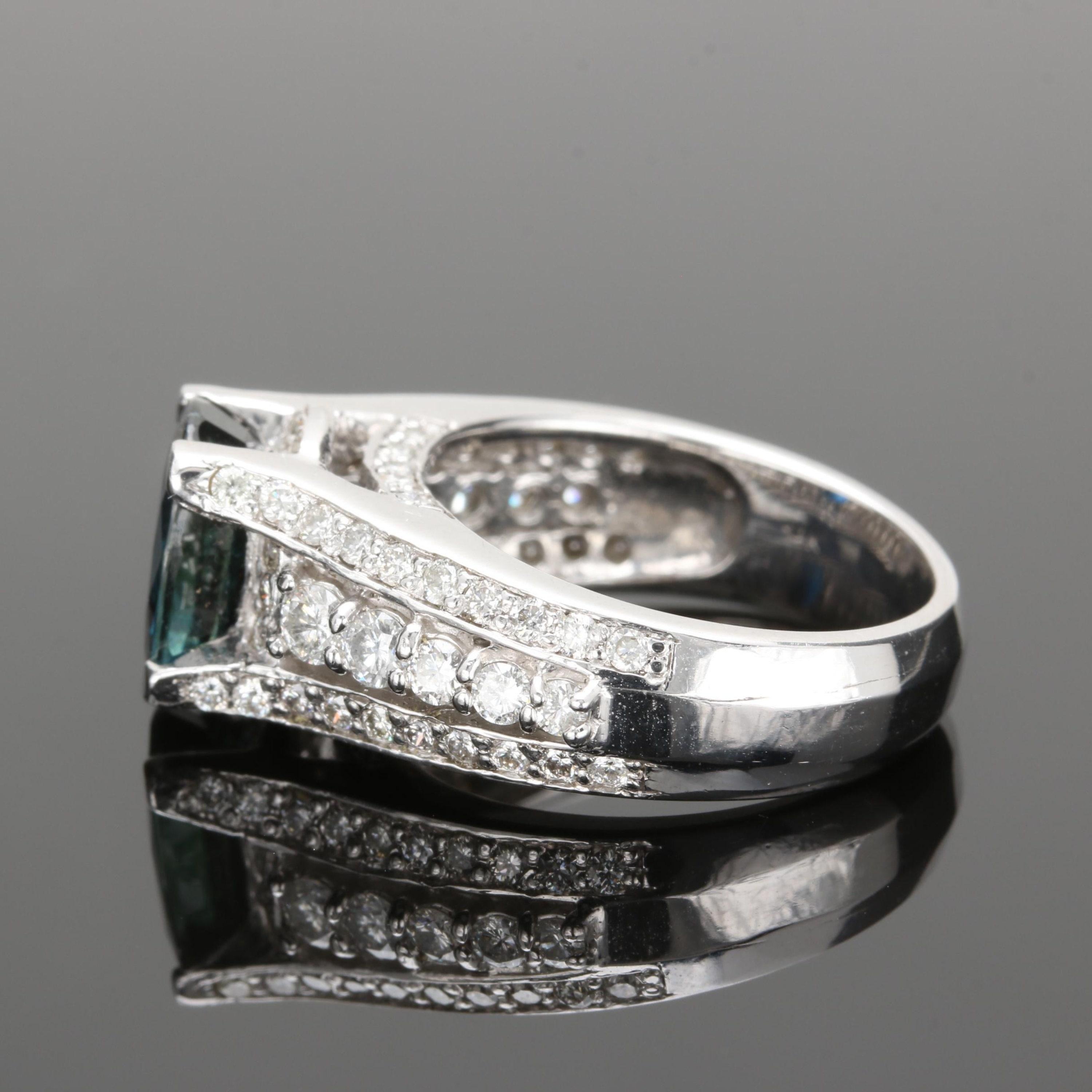 Im Angebot: 3 Karat Saphir Diamant Ehering Weißgold Saphir Mode Statement-Ring () 3