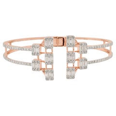 3 Karat SI Reinheit HI Farbe Baguette Diamant Manschettenarmband 18k Roségold