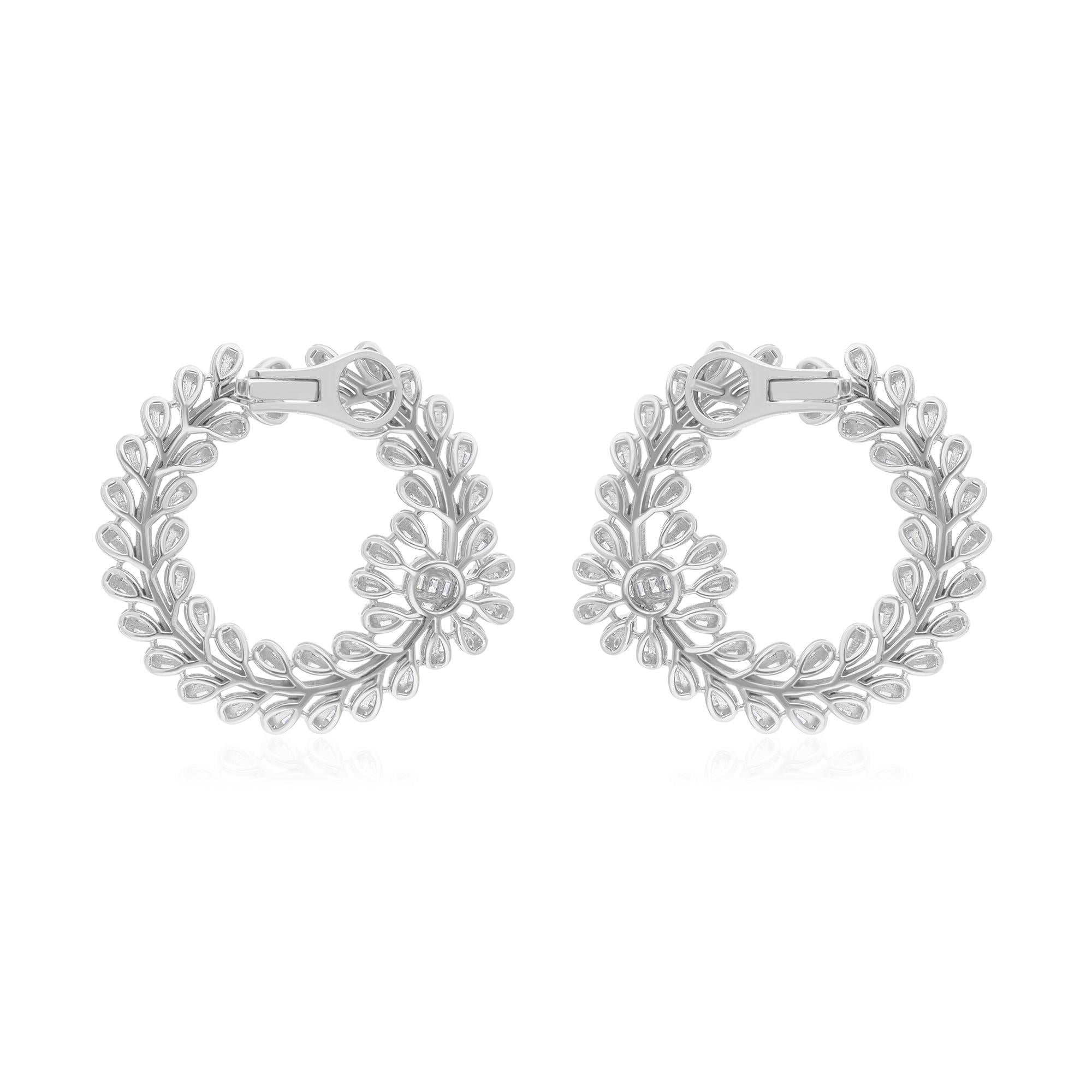 3 Karat SI Reinheit HI Farbe Baguette Runde Diamant Ohrringe 14 Karat Weißgold im Angebot 1