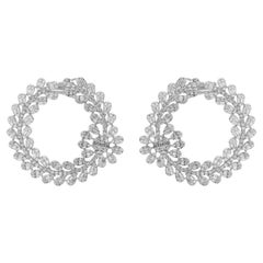 Pendientes de Diamantes Redondos Baguette de 3 Quilates SI Claridad Color HI Oro Blanco 18 Kilates
