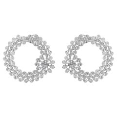 Pendientes de Diamantes Redondos Baguette de 3 Quilates SI Claridad Color HI Oro Blanco 18 Kilates