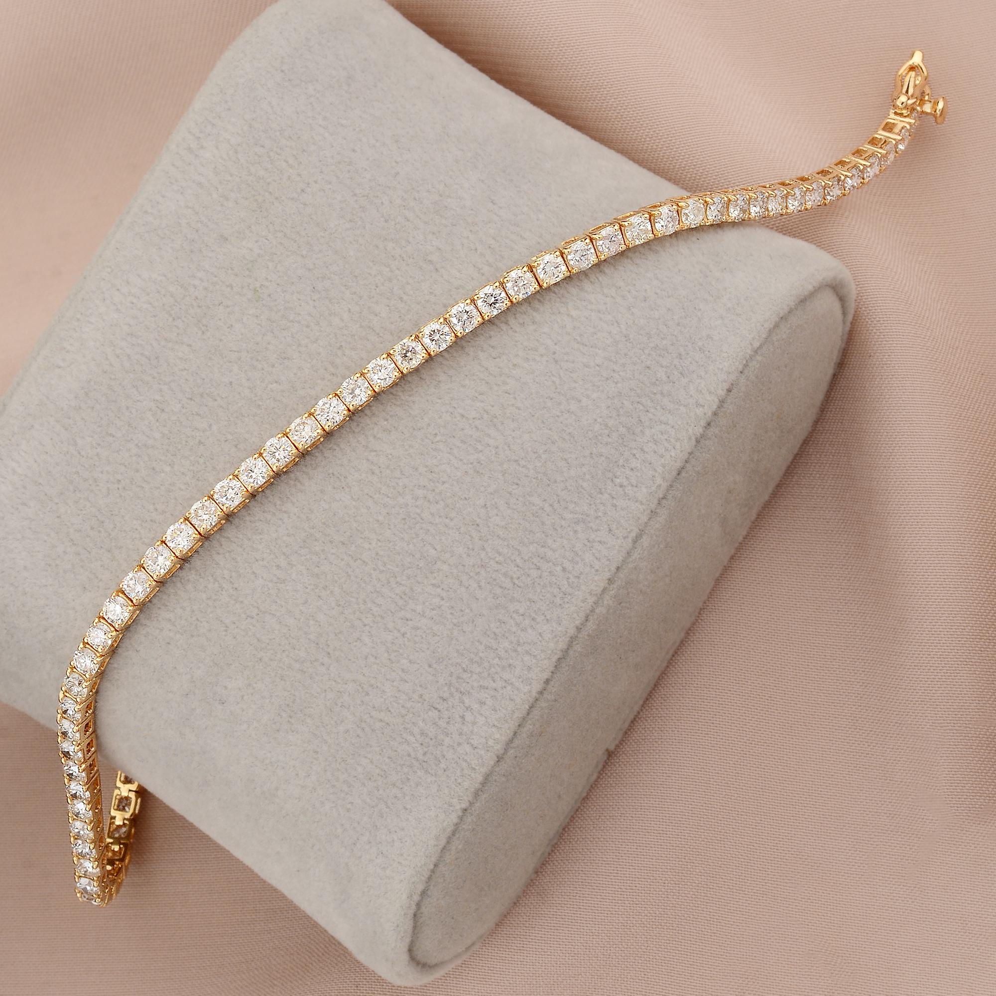 Item Code :- SFBR-4035
Gross Weight :- 6.12 gm
14k Yellow Gold Weight :- 5.52 gm
Diamond Weight :- 3.00 carat  ( AVERAGE DIAMOND CLARITY SI1-SI2 & COLOR H-I )
Bracelet Length :- 7 Inches
✦ Sizing
.....................
We can adjust most items to fit