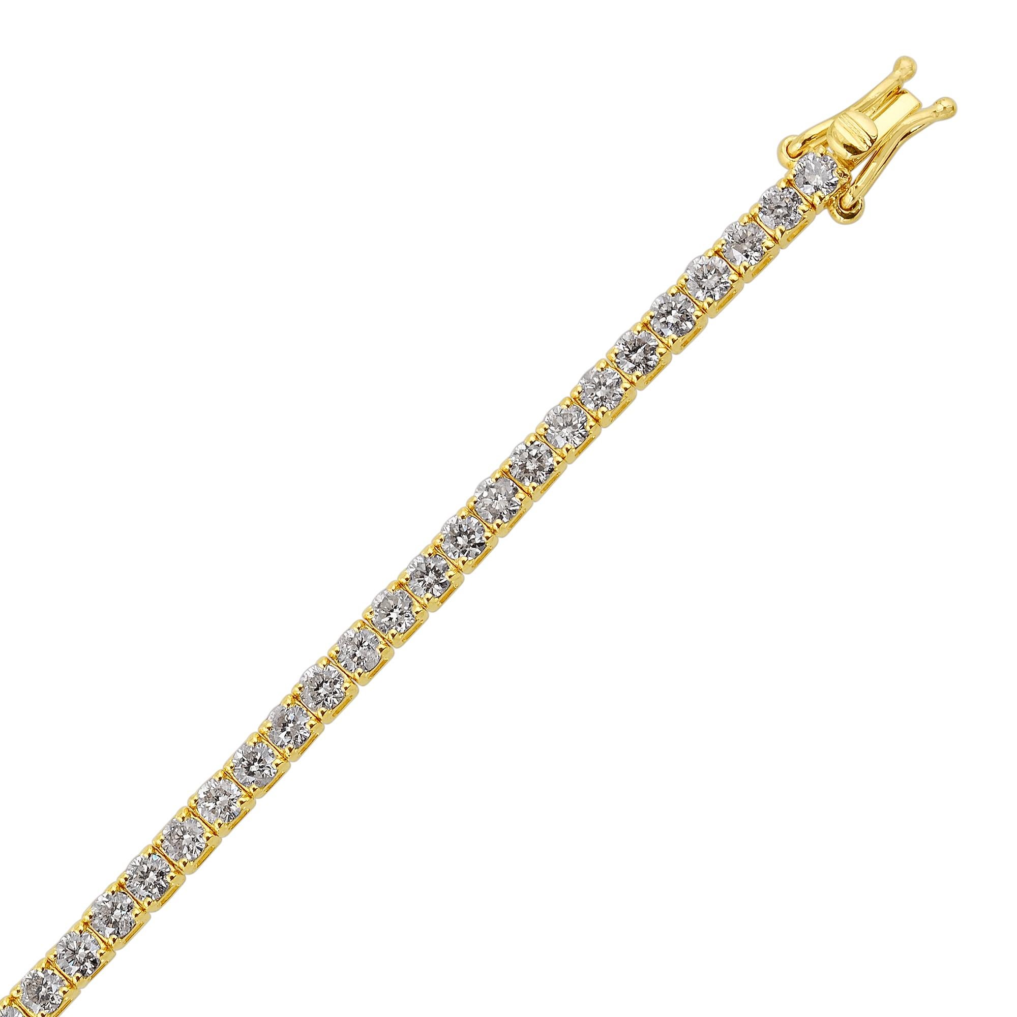 Taille ronde 3 Carat SI Clarity HI Color Diamond Tennis Bracelet 14k Yellow Gold Fine Jewelry en vente