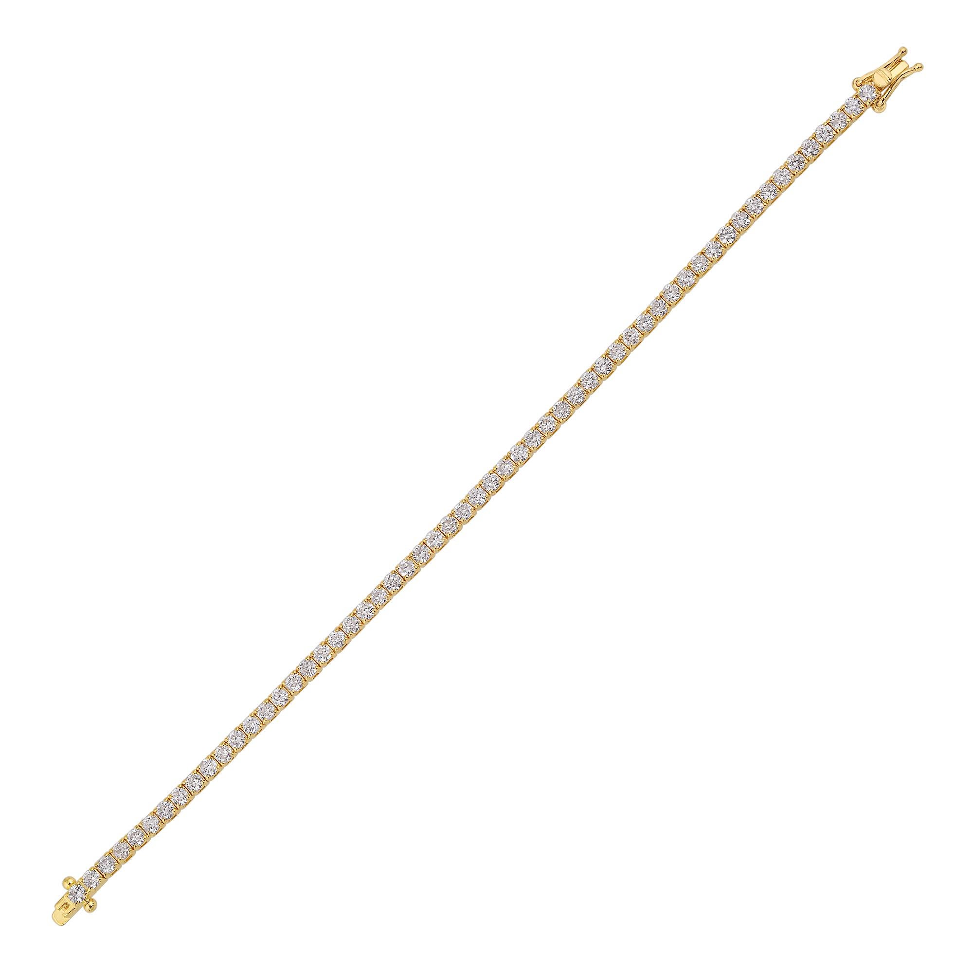 3 Carat SI Clarity HI Color Diamond Tennis Bracelet 14k Yellow Gold Fine Jewelry Neuf - En vente à Diera, Dubai