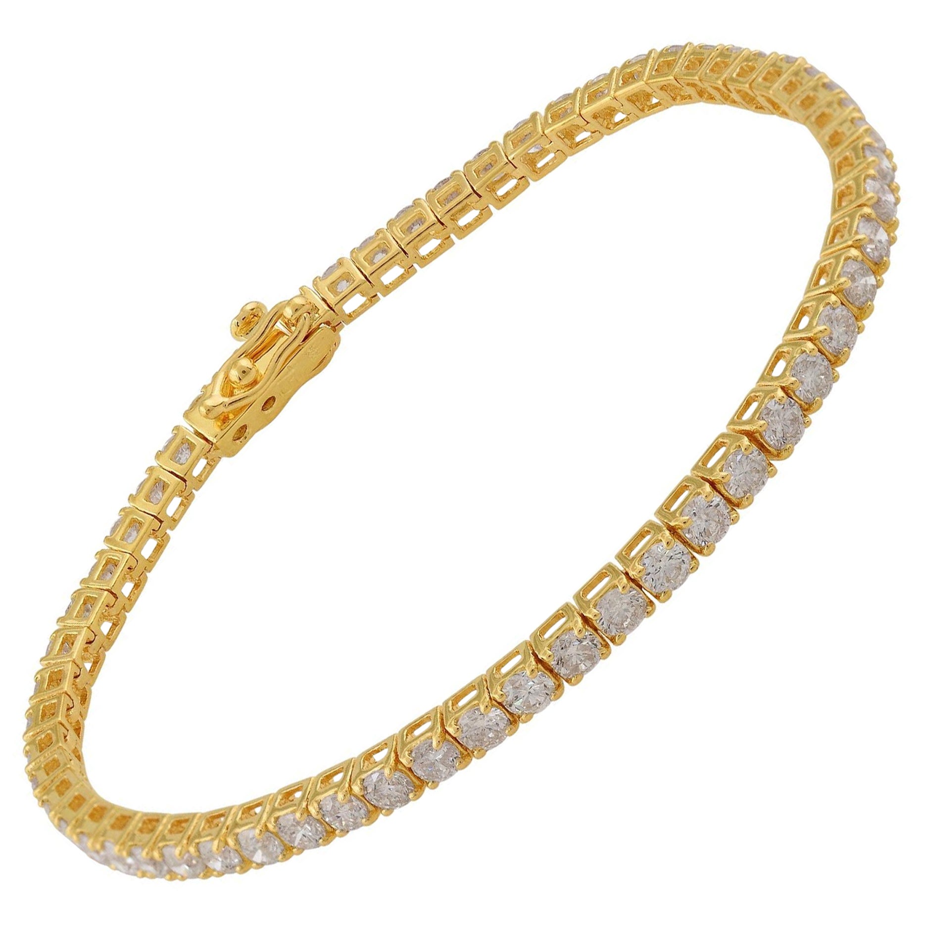 3 Carat SI Clarity HI Color Diamond Tennis Bracelet 14k Yellow Gold Fine Jewelry