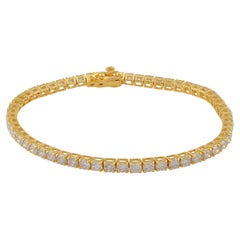 Bracelet tennis en or jaune 14 carats avec diamants de 3 carats de pureté SI