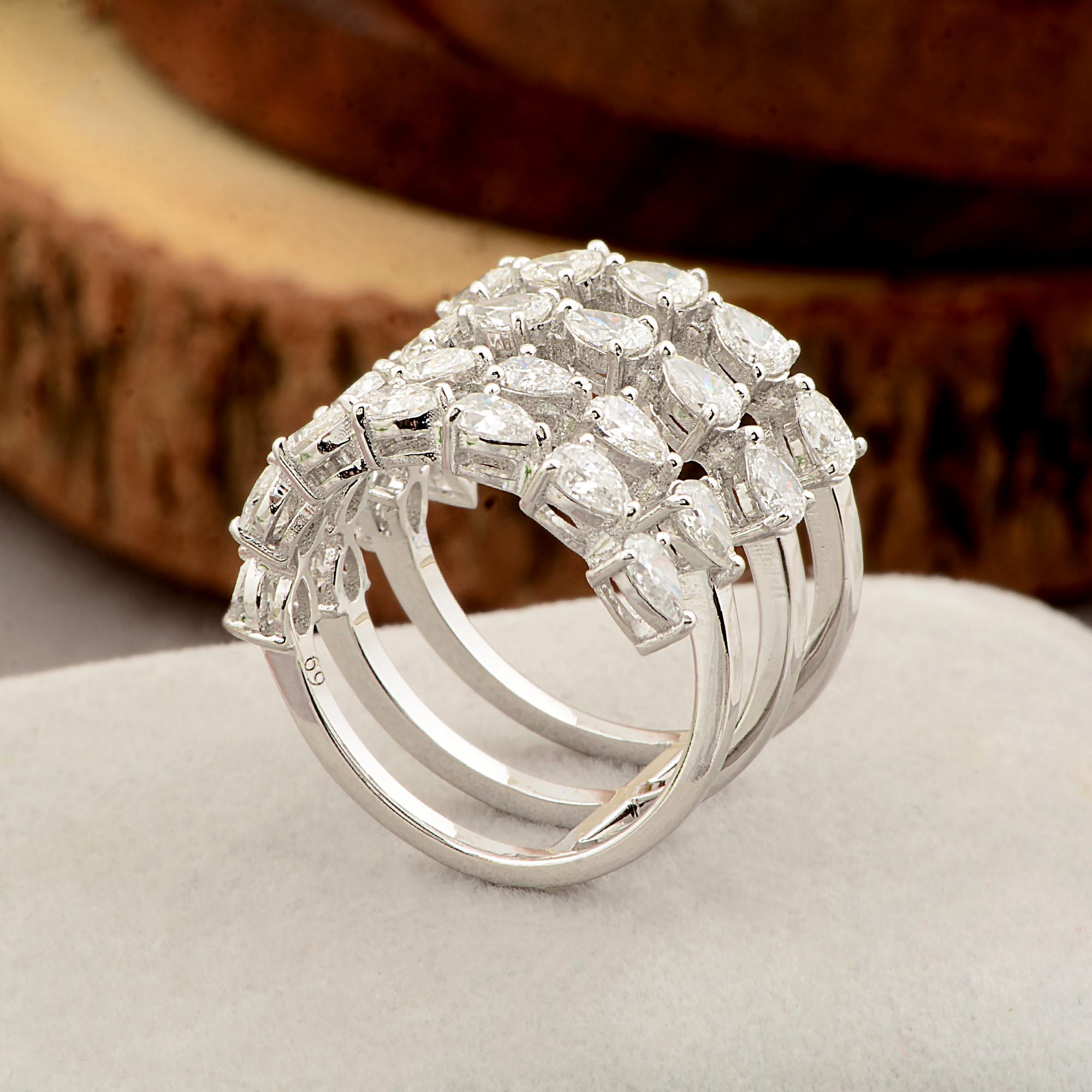 Pear Cut 3 Carat SI Clarity HI Color Pear Brilliant Cut Diamond Wrap Ring 18k White Gold For Sale