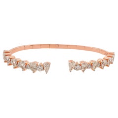 Bracelet manchette en or rose 14 carats avec diamants poire de 3 carats de pureté SI