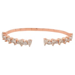 Bracelet manchette en or rose 18 carats avec diamants taille poire de 3 carats de pureté SI