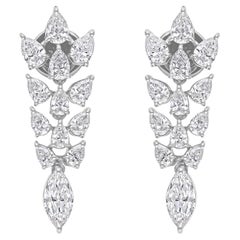 Orecchini di diamanti marquise a pera da 3 carati SI Clarity HI Color Oro bianco 18 carati