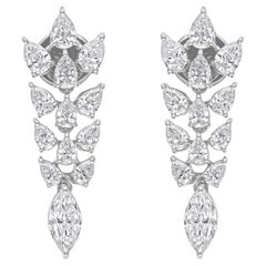 Orecchini di diamanti marquise a pera da 3 carati SI Clarity HI Color Oro bianco 18 carati