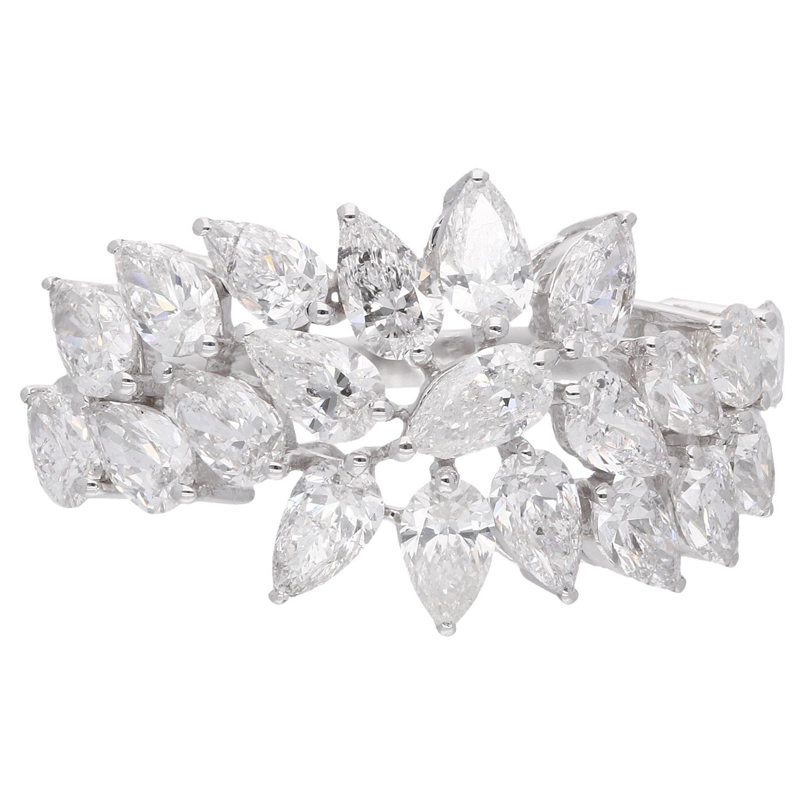 3 Carat SI Clarity HI Color Pear Shape Diamond Ring 18 Karat White Gold Jewelry