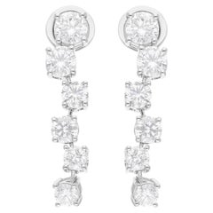 Pendientes de Diamantes de 3 Quilates SI Claridad HI Color Corte Brillante Redondo Oro Blanco 18k