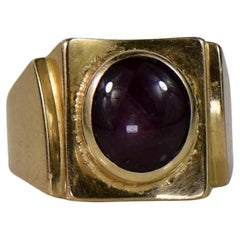 3 Carat "Star" Cabochon Ruby 18K Yellow Gold Vintage Ring