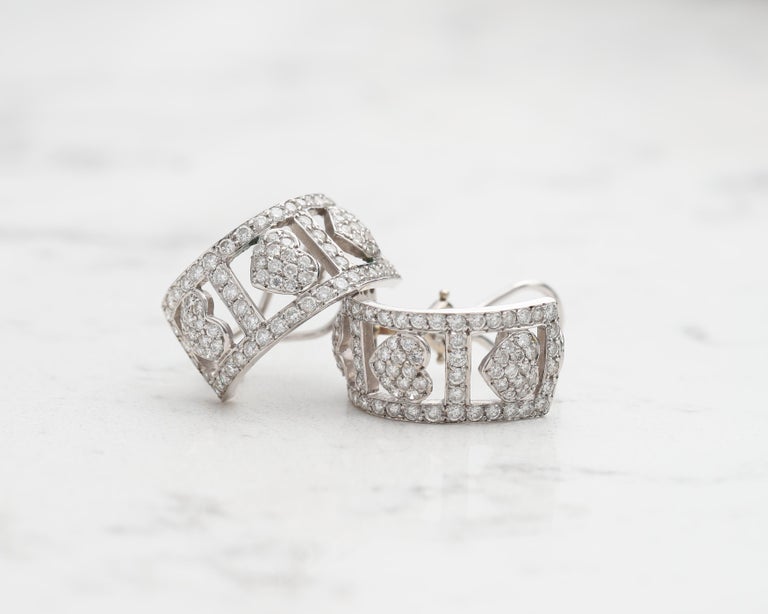 3 Carat Total Diamond French Clip Earrings in 14 Karat Gold For Sale at