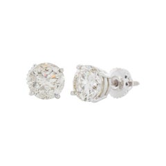 3 Carat Total Natural Diamond Stud Earrings in 14k White Gold Screwbacks