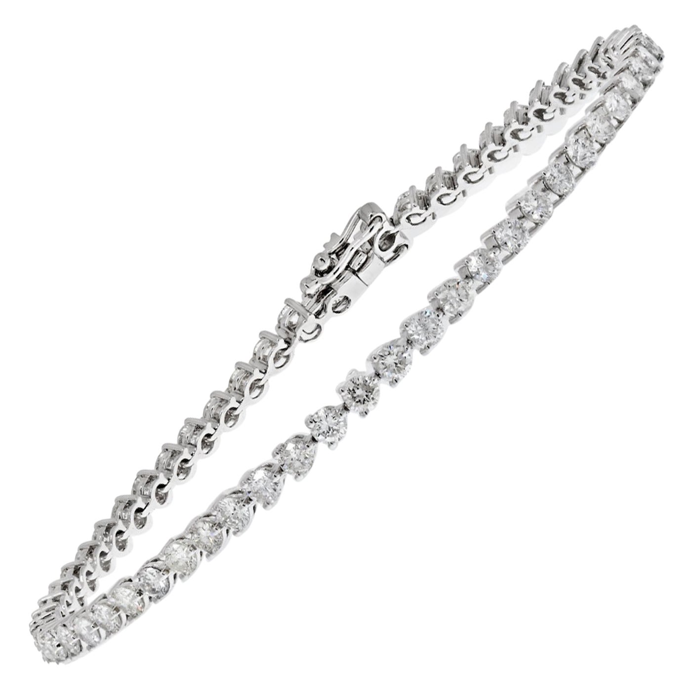 3 Karat Diamant-Tennisarmband Ballkette im Stil von 18 Karat Weißgold im Angebot